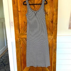 LOFT Black and White Striped Tank Maxi Dress Small